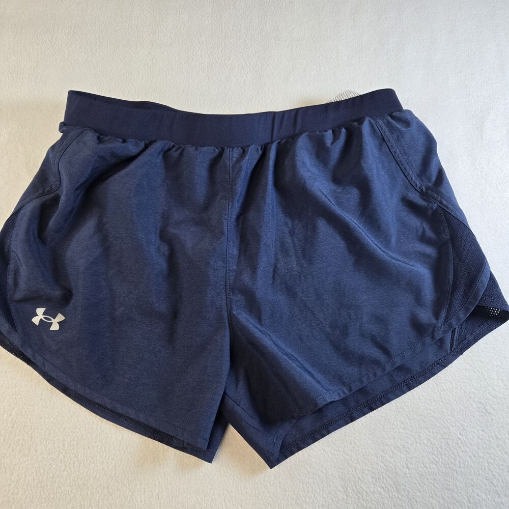 Under Armour HeatGear Shorts Womens Large Navy Athletic Running Lined